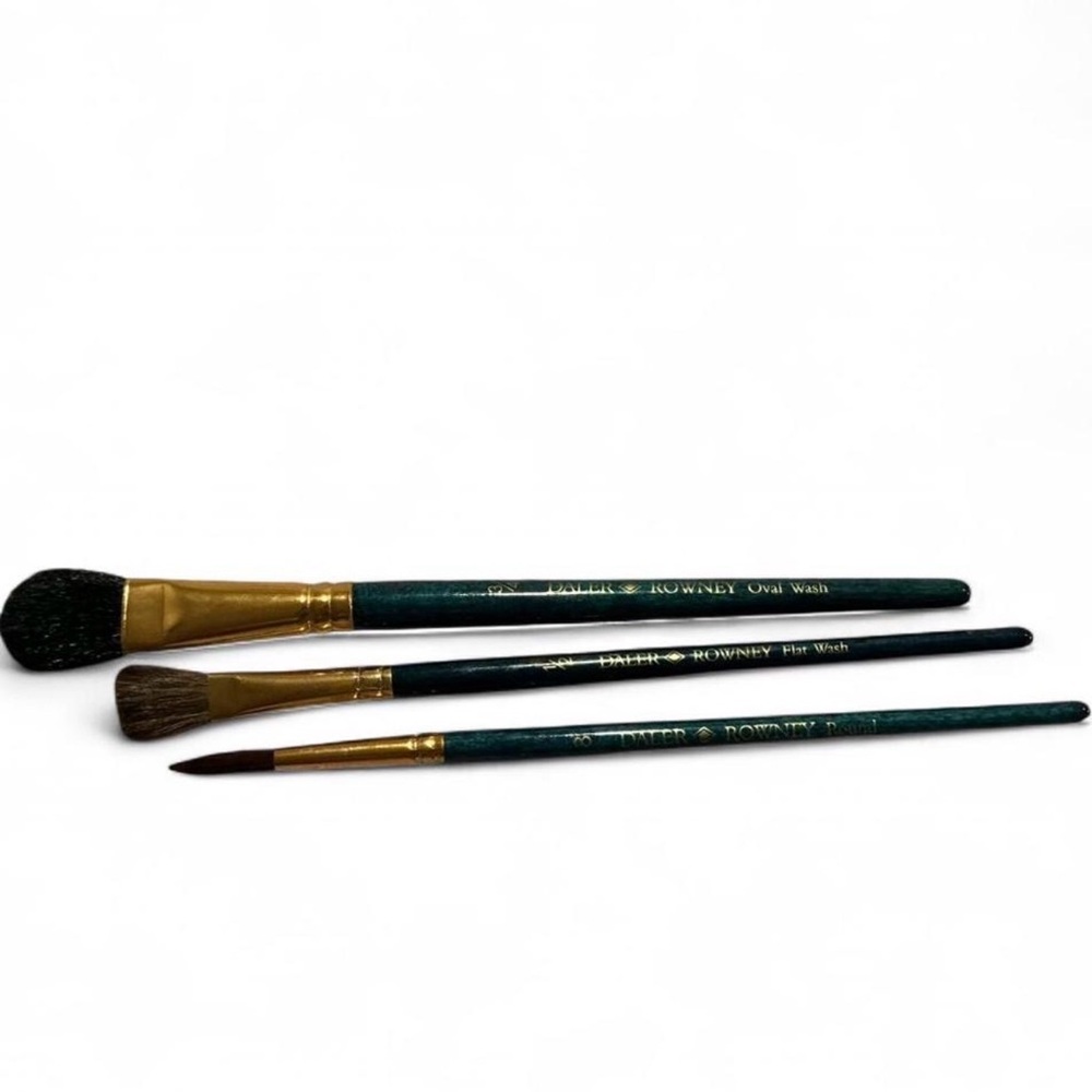 Daler Romney 3 piece paint Brush Set - Green and Gold EUC